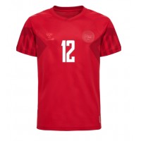 Denmark Kasper Dolberg #12 Replica Home Shirt World Cup 2022 Short Sleeve